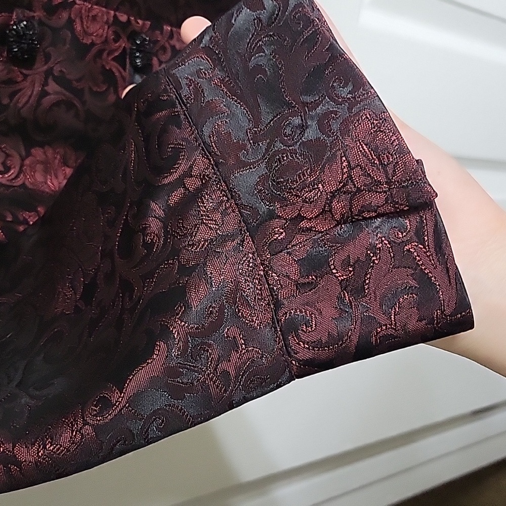 Vintage Metallic Acetate Brocade Floral Paisley Chunky Sequin Button Jacket - Picture 5 of 9